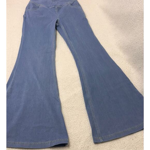 Halara Flex Denim High Rise Flare Jeans Stretch Pull On Blue Size Small - Picture 2 of 11